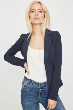 Vero Moda Blazers-Blazer feminino de manga comprida com bolsos Azul
