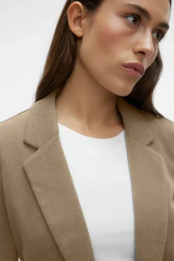 Vero Moda Blazers-Blazer feminino de manga comprida com bolsos Castanho