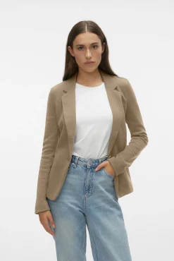 Vero Moda Blazers-Blazer feminino de manga comprida com bolsos Castanho