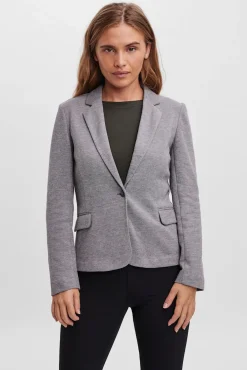 Vero Moda Blazers-Blazer feminino de manga comprida com bolsos Cinzento