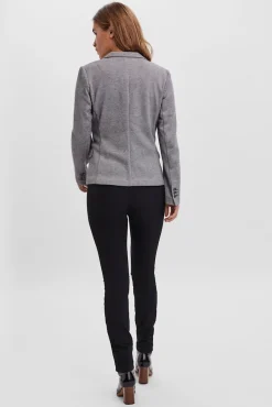 Vero Moda Blazers-Blazer feminino de manga comprida com bolsos Cinzento