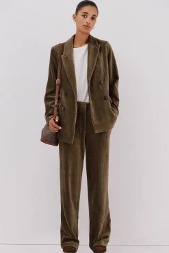 Cortefiel Fatos|Blazers-Blazer feminino de veludo Verde