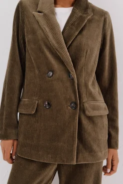 Cortefiel Fatos|Blazers-Blazer feminino de veludo Verde