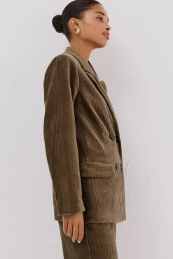 Cortefiel Fatos|Blazers-Blazer feminino de veludo Verde