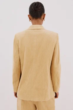 Cortefiel Fatos|Blazers-Blazer feminino de veludo Dourado