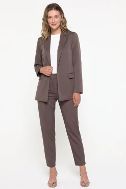 Vero Moda Fatos|Blazers-Blazer fino de manga comprida Castanho