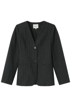 Grace & Mila Fatos|Blazers-Blazer gola em mistura de lã riscas Cinzento