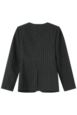 Grace & Mila Fatos|Blazers-Blazer gola em mistura de lã riscas Cinzento