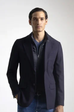 PuroEGO Blazers|Blazers-Blazer slim com gola removível Azul