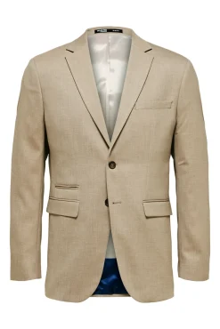 Selected Blazers|Blazers-Blazer Slim Fit com lã Castanho