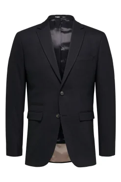 Selected Blazers|Blazers-Blazer Slim Fit com lã Preto