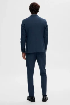 Selected Blazers|Blazers-Blazer Slim Fit estilo malha confecionado com Lenzing Ecovero Azul