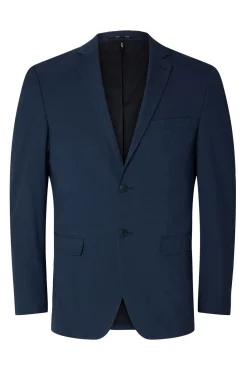 Selected Blazers|Blazers-Blazer Slim Fit estilo malha confecionado com Lenzing Ecovero Azul