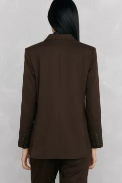 Pedro del Hierro Blazers-Blazer trespassado chocolate Marrom