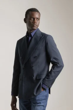 PuroEGO Blazers|Blazers-Blazer trespassado duplo slim fit Azul