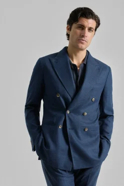 PuroEGO Blazers|Blazers-Blazer trespassado efeito linho Azul