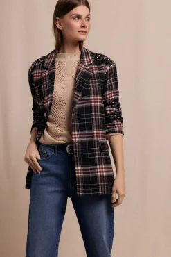 Slowlove Blazers-Blazer xadrez com tachas Multicolorido