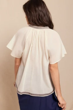 Slowlove Blusas-Blusa bordada Branco