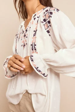 Slowlove Blusas-Blusa bordada Ecru