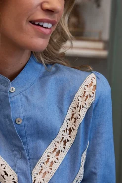 Polín Et Moi Blusas-Blusa bordada Azul