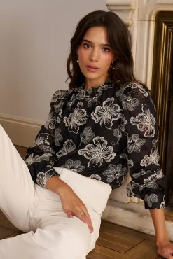 Polín Et Moi Blusas-Blusa bordada Dunie Preto