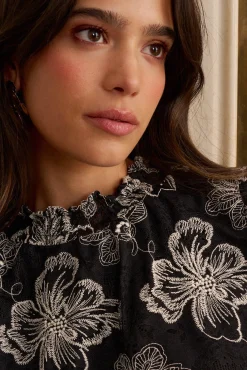Polín Et Moi Blusas-Blusa bordada Dunie Preto