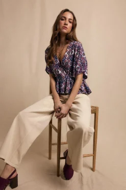 Slowlove Blusas-Blusa bordado estampada Multicolorido