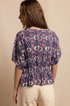 Slowlove Blusas-Blusa bordado estampada Multicolorido