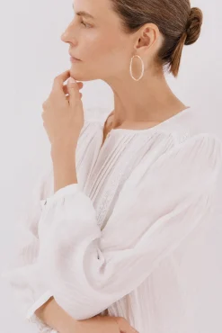 Cortefiel Blusas-Blusa com acabamento em renda Branco