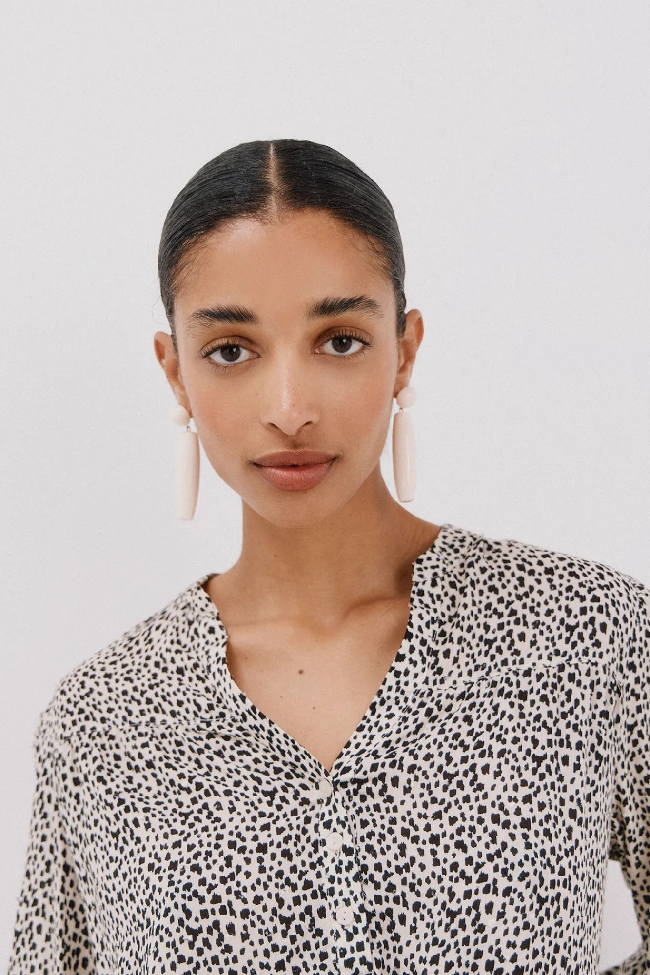 Cortefiel Blusas-Blusa com cintado = entallado frontal Impressão