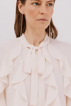 Cortefiel Blusas-Blusa com folho na frente Ecru