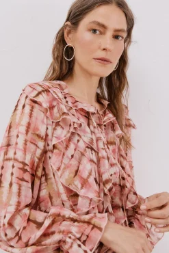 Cortefiel Blusas-Blusa com folho na frente Impress&atilde;o