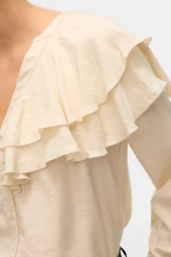 Vero Moda Blusas-Blusa com gola franzida Tostado