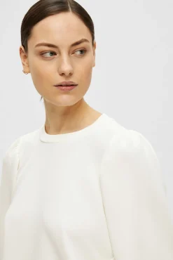 Selected T-Shirts|Sweatshirts-Blusa com manga top Branco