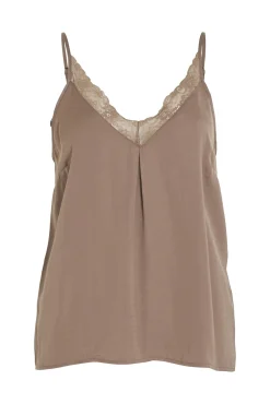 Vila Blusas-Blusa de alças ajustáveis fluida Castanho