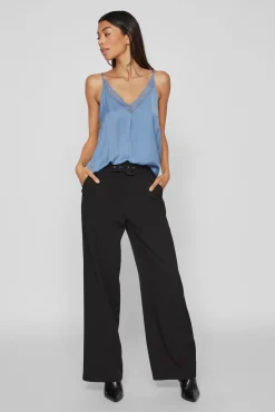 Vila Blusas-Blusa de alças ajustáveis fluida Azul