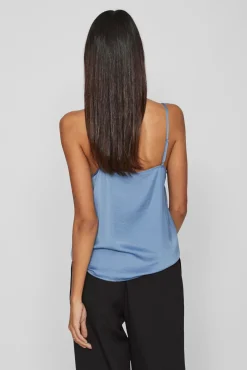 Vila Blusas-Blusa de alças ajustáveis fluida Azul