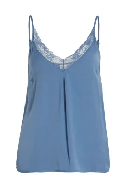Vila Blusas-Blusa de alças ajustáveis fluida Azul