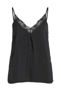 Vila Blusas-Blusa de alças ajustáveis fluida Preto