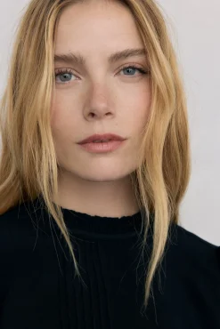 Pedro del Hierro Blusas-Blusa de chiffon com babados Preto