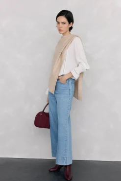 Pedro del Hierro Blusas-Blusa de chiffon com renda Branco