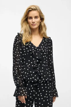 Object Blusas-Blusa de gaze estampada Preto