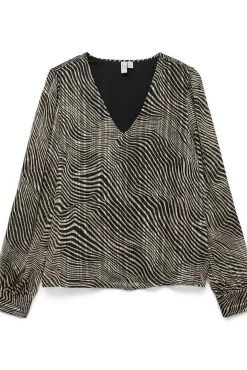 Vero Moda Blusas-Blusa de gola comprida com decote em V Preto