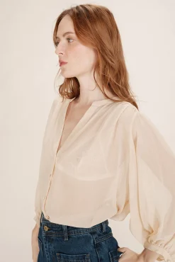 Grace & Mila Blusas-blusa de lurex Castanho