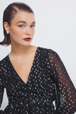 Springfield Blusas-Blusa de lurex com cós elástico preto