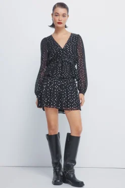 Springfield Blusas-Blusa de lurex com cós elástico preto