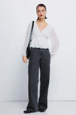 Springfield Blusas-Blusa de lurex com cós elástico cru