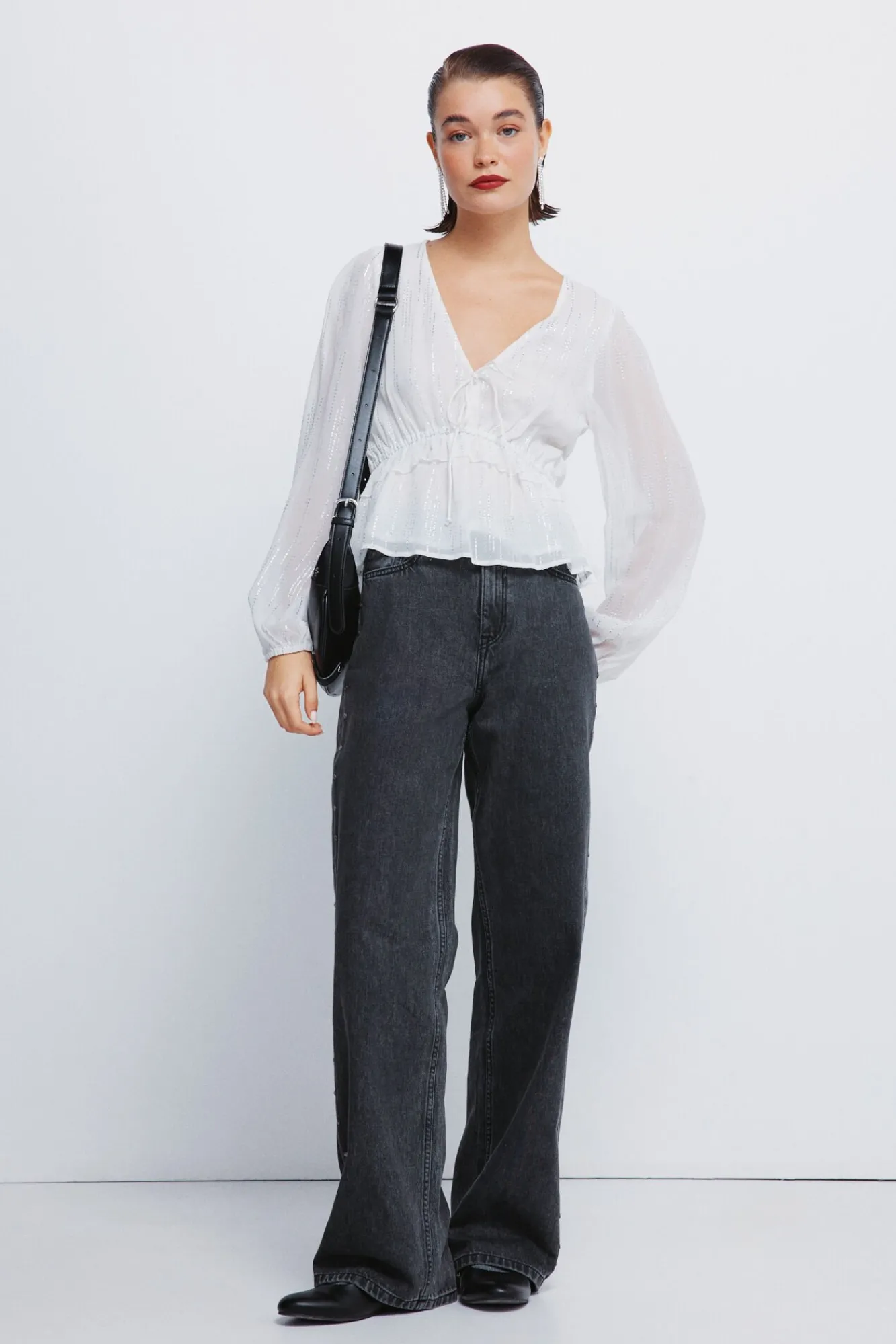 Springfield Blusas-Blusa de lurex com cós elástico cru