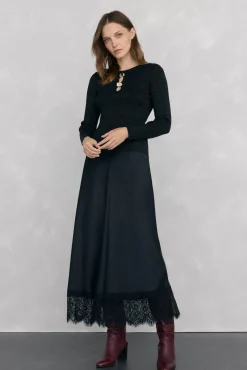 Pedro del Hierro Camisolas-Blusa de malha brilhante com aberturas Preto
