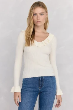 Pedro del Hierro Camisolas-Blusa de malha com folho Ecru